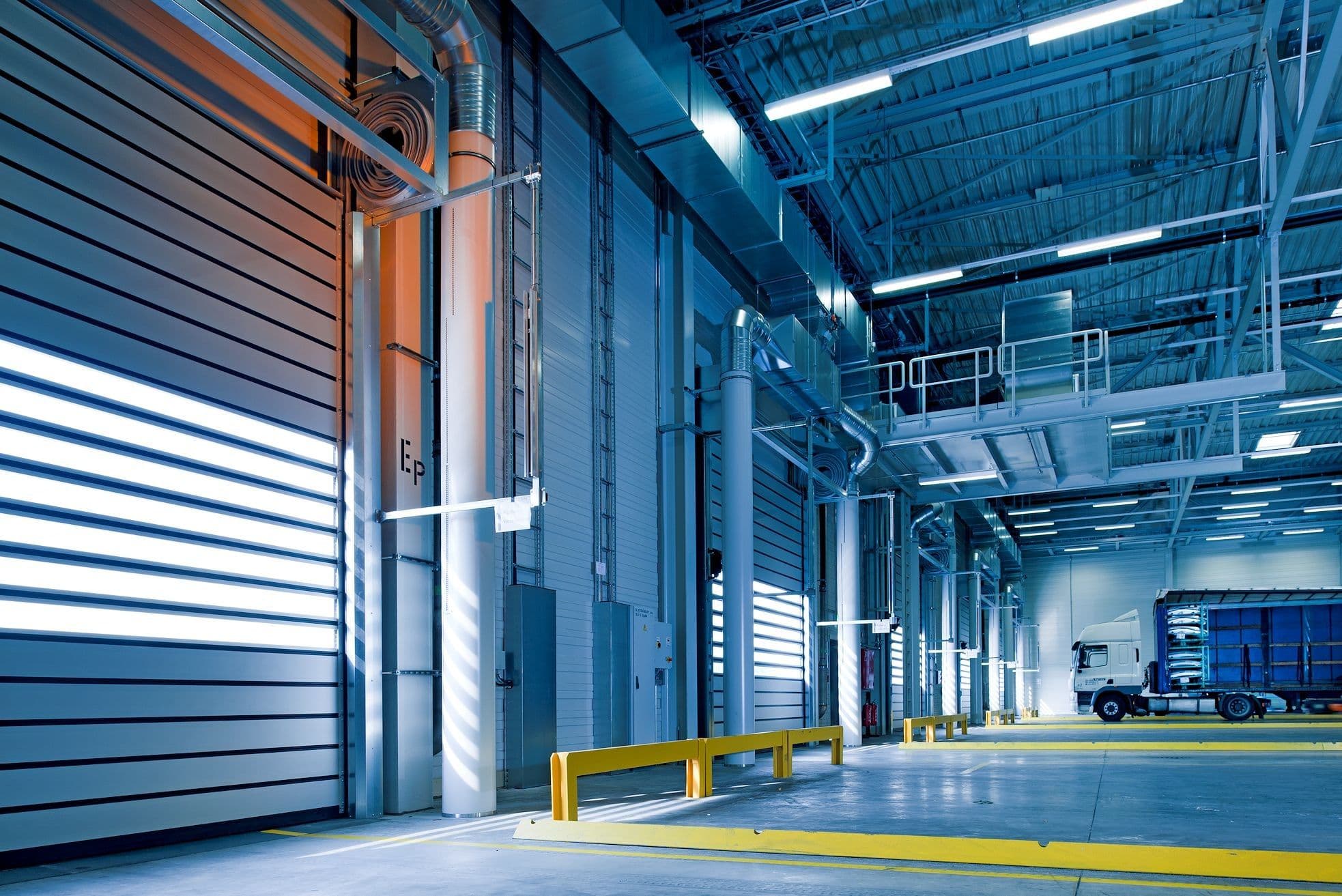 Modern warehouse and loading facility with steel structure